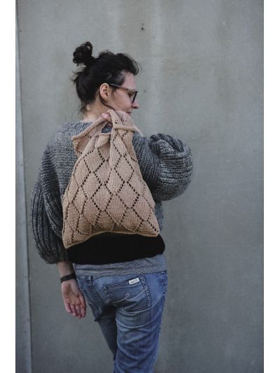 Diamond Market Bag Knitting Pattern with Diamond Lace Stitch