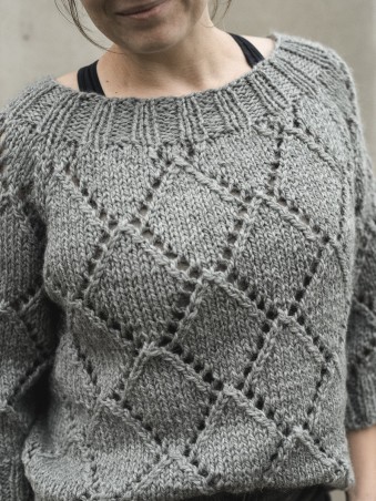 Diamond Chunky Pullover – Boat Neck & Folded Neck Knitting Pattern