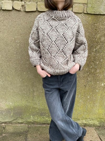 Diamond Chunky Pullover – Boat Neck & Folded Neck Knitting Pattern