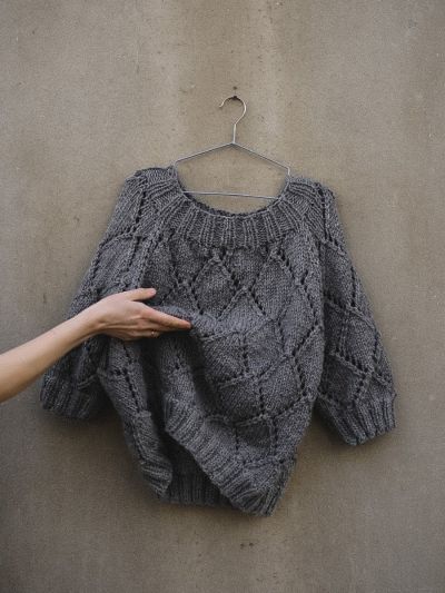 Diamond Chunky Pullover – Boat Neck & Folded Neck Knitting Pattern