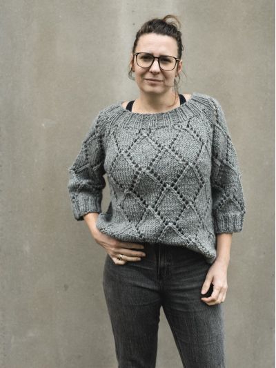 Diamond Chunky Pullover – Boat Neck & Folded Neck Knitting Pattern