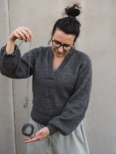 Mohair Weekend Sweater Knitting Pattern – Hip-Length, Balloon Sleeves & V-Neck