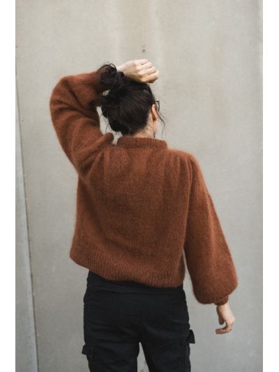 Ruke Chestnut Sweater Knitting Pattern – Hip-Length, Balloon Sleeves & 80's Inspired Design