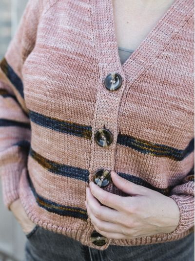 Verona Cardigan Knitting Pattern – Classic V-Neck, Balloon Sleeves & Raglan