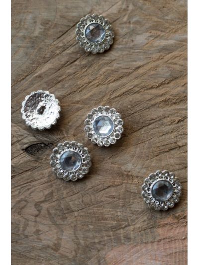 Rhinestone buttons, silver