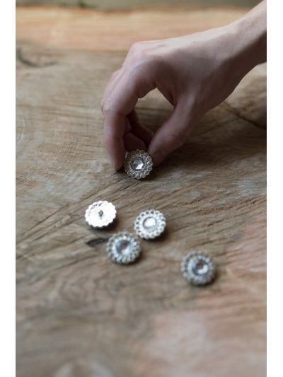 Rhinestone buttons, silver