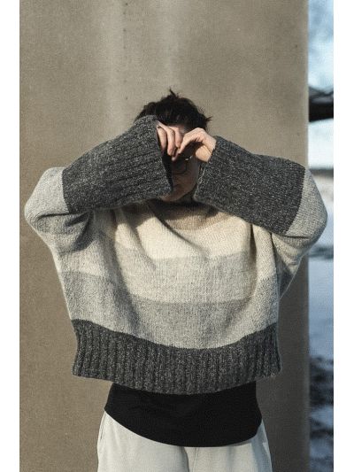 I Wanna Be Your Striped Sweater Knitting Pattern – Hip-Length, Turtleneck & Elegant Stripes