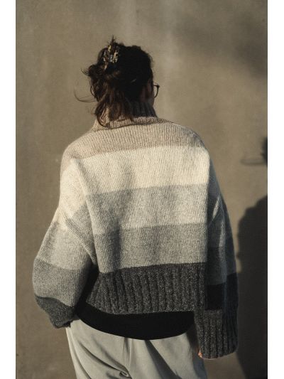 I Wanna Be Your Striped Sweater Knitting Pattern – Hip-Length, Turtleneck & Elegant Stripes