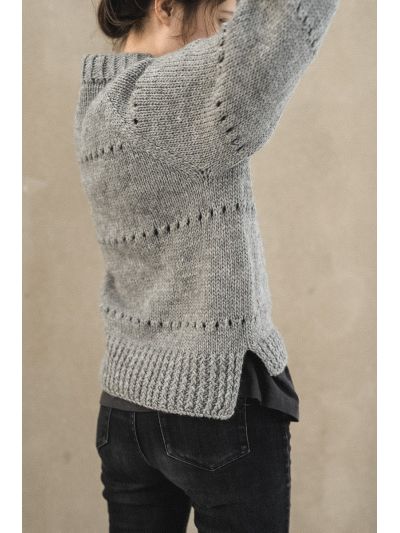 Cloudy Sweater Knitting Pattern – Hip-Length, Crew Neck & Decorative Lace Rows