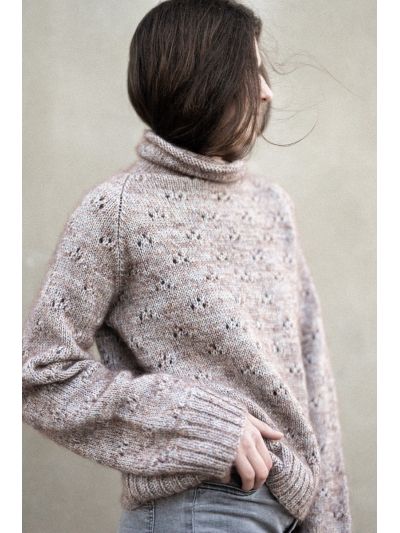 Foxy Steps Sweater Knitting Pattern – Midi Length, Turtleneck & Lace Stitch Design