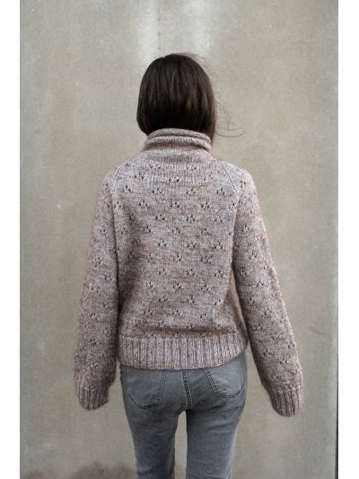 Foxy Steps Sweater Knitting Pattern – Midi Length, Turtleneck & Lace Stitch Design