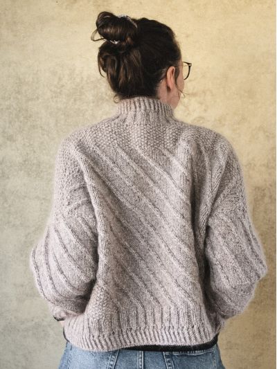 Sand Dunes Sweater Knitting Pattern – Hip-Length, Slanting Stripes & Double Neck Option