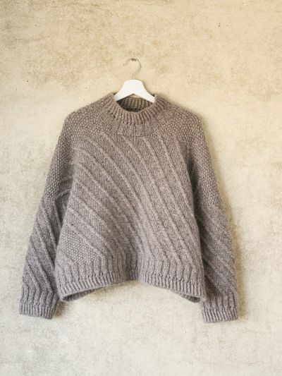 Sand Dunes Sweater Knitting Pattern – Hip-Length, Slanting Stripes & Double Neck Option