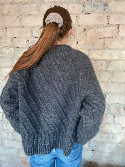 Sand Dunes Sweater Knitting Pattern – Hip-Length, Slanting Stripes & Double Neck Option