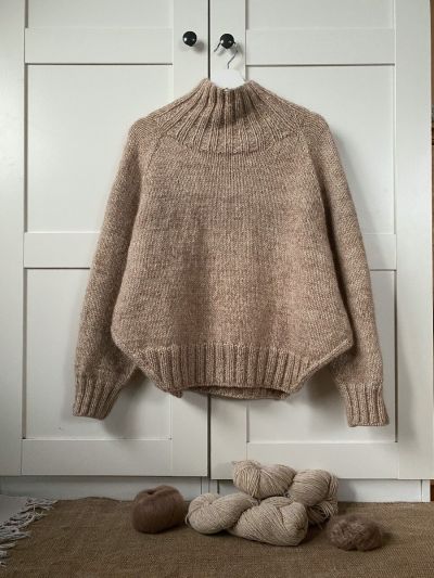 Yoga Winter Sweater Knitting Pattern – Short Length, Turtle Neck & Wide Side Slits