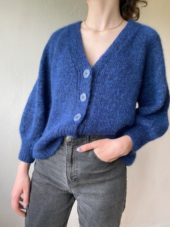 Mohair Weekend Cardigan Knitting Pattern – Hip-Length, V-Neck & Balloon Sleeves