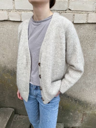 Mohair Weekend Cardigan Knitting Pattern – Hip-Length, V-Neck & Balloon Sleeves